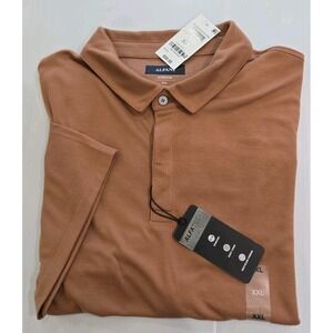 NEW Alfani AlfaTech Stretch Solid Polo Short Sleeve Shirt Mens XXL Foxy Brown